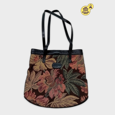 Sac À Main Louis Féraud Tapisserie Florale Noir Et Marron