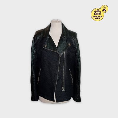 Veste Perfecto Biker Essentiel Antwerp Cuir D'agneau Noir Tricot M