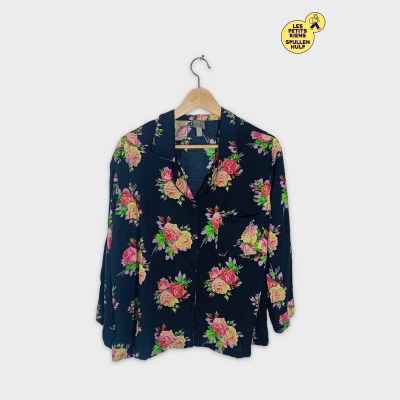 Chemise Fleurie Roses Asos Bleu Marine 4xl / 48 / 20
