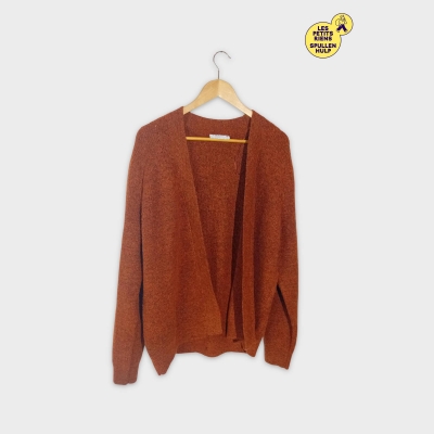 Gilet Cardigan Femme Ouvert Liberty Island Xxl Rouille/marron Fil Métallisé