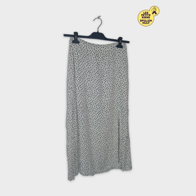 Jupe Longue Fluide Pimkie À Pois Noirs Sur Fond Blanc