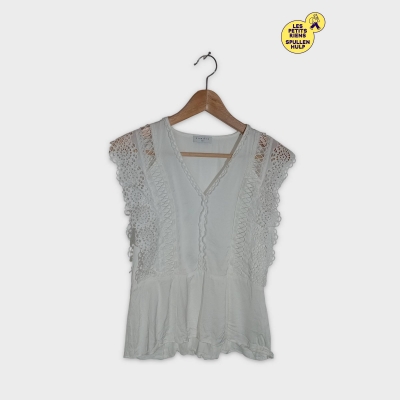 Chemisier Sandro Blanc Cassé Dentelle Broderie S