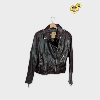 Blouson Cuir Aviatrix Marron Foncé Xl Style Biker Rock