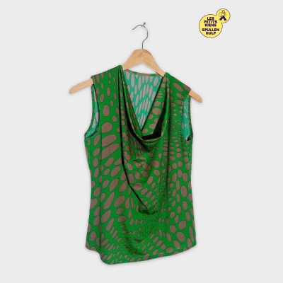 Haut Femme Vert Motif Pois Marron Viscose Élasthanne Xl