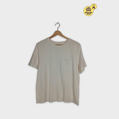 T-shirt Yessica Crème À Poche Col Rond Manches Courtes
