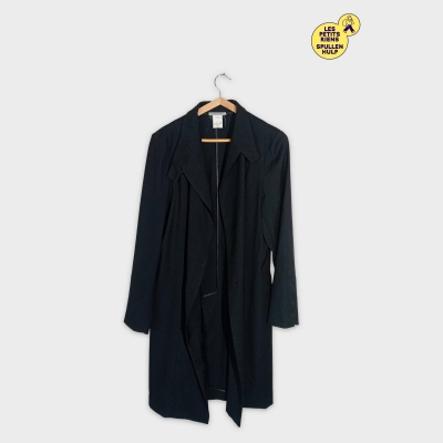 Manteau Long Noir En Laine Sarah Pacini L / 40 / 12