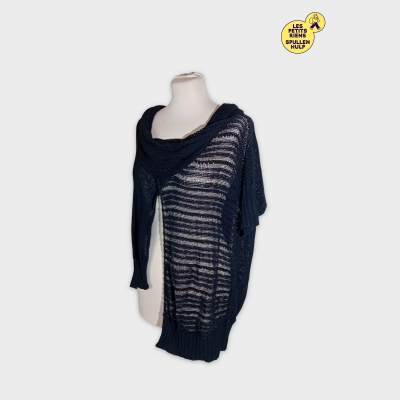 Gilet Boléro Maille Ajourée Noir Léger Pour Femme