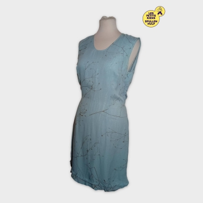 Robe Sans Manches Xandres Belgium Bleue Motif Végétal L 40
