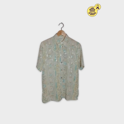 Chemisier Femme Imprimé Fleuri Géométrique Bleu Crème M