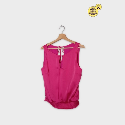 Haut Fluide Rose Fushia Sans Manches Élastiqué