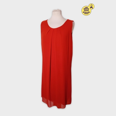 Robe Longue Fluide Rouge Sans Manches La Fée Maraboutée Xl