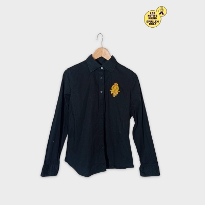 Chemise Noire Lauren Ralph Lauren L À Écusson Brodé Manches Longues
