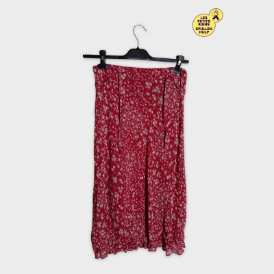 Jupe Longue Fleurie Rouge Framboise Cassis L
