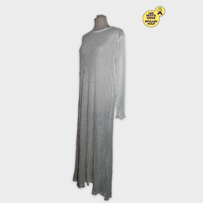 Robe Longue Blanche Ajourée Crochet Légère Bohème Chic L/40/12