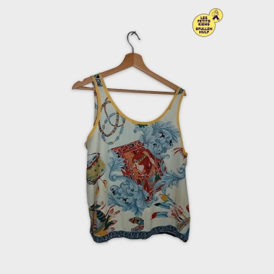 Haut Sans Manches Imprimé Baroque Multicolore Motif Ornemental