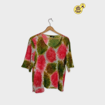 Haut Plissé Cadeneta Multicolore Motifs Floraux