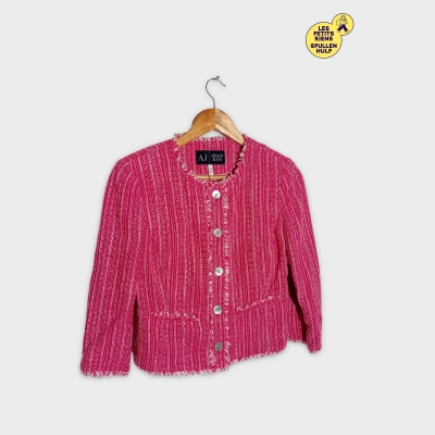 Veste Courte Tweed Rose Fuchsia Armani Jeans Xl 🩷