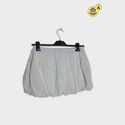 Jupe Boule Blanche Zara En Coton Et Dentelle, Taille M
