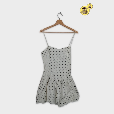 Robe Boule À Bretelles Fines À Pois Noirs Bershka M