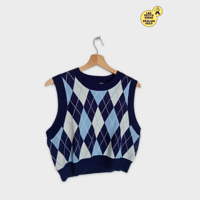 Pull sans Manches Maille H&m Divided Motif Losanges M