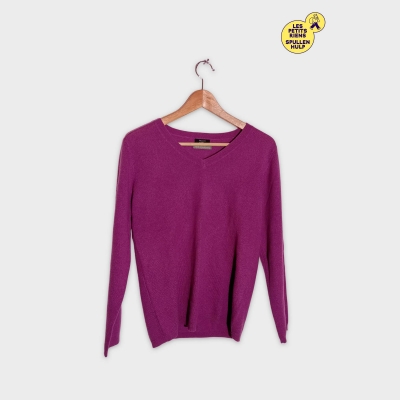 Pull Col V Cachemire Violet Fuchsia Happy D. By Damart Femme S