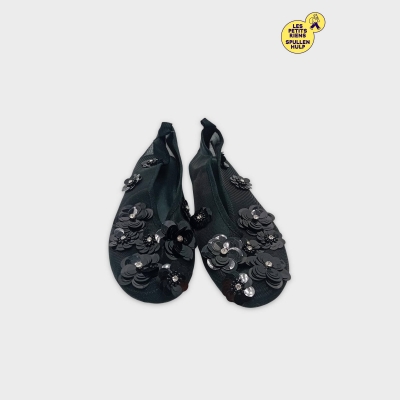 Ballerines Noires Fleurs Sequins Strass H&m T.39