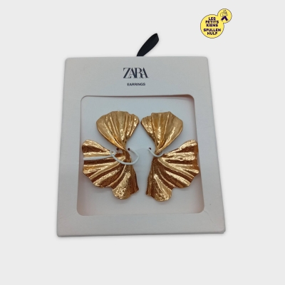 Boucles D'oreilles Pendantes Zara Dorées Feuilles Élégantes