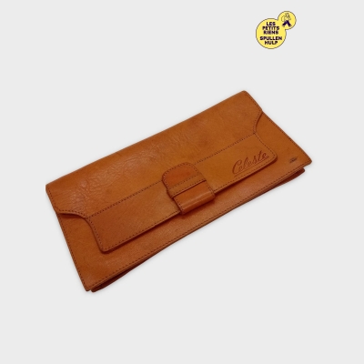 Pochette Portefeuille Celeste En Cuir Camel Taille Unique