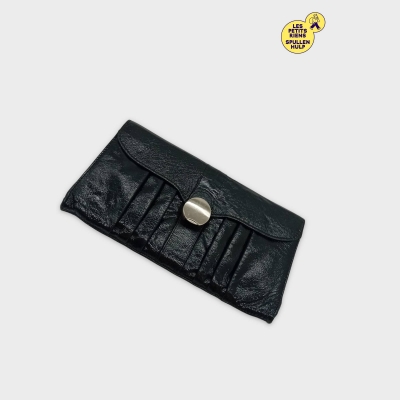 Pochette Soirée Cuir Noir Plissé Fermoir Métal Wanz Taille Unique