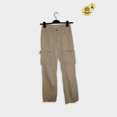 Pantalon Cargo Beige Bershka Femme Xs