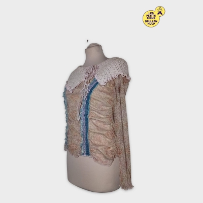 Haut Manches Longues Patchwork Floral Crochet Alex Paris Femme