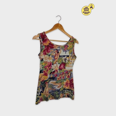 Top Crop Tropical Fleuri Hawaïen Vintage Sans Manches Autre