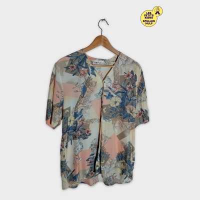 Chemisier Fleuri Femme A Bientot Bleu Rose Pastel Beige L