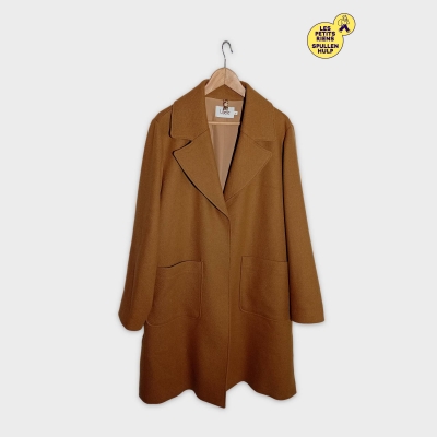 Manteau Long Libelle Femme Xxl Laine Polyester Marron Camel