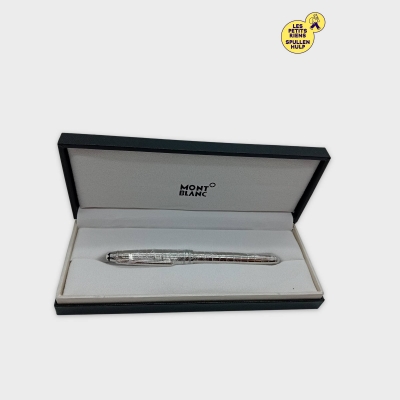 Stylo Plume Montblanc Argent Gravé Avec Boîte Et Guide