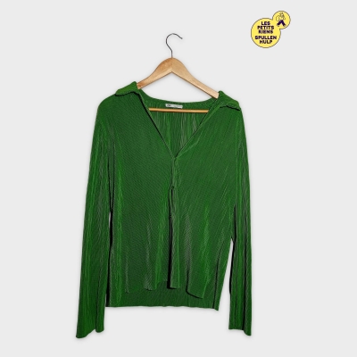 Blouse Cardigan Plissé Vert Zara M