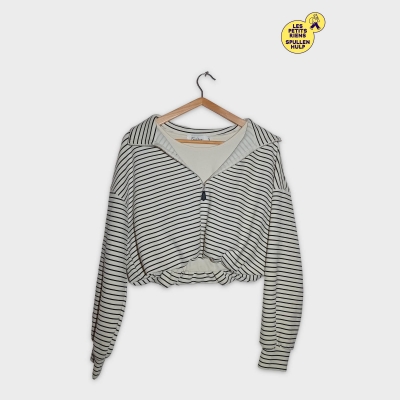 Sweat Zippée Feelhoo Rayée Noir Crème Taille Unique