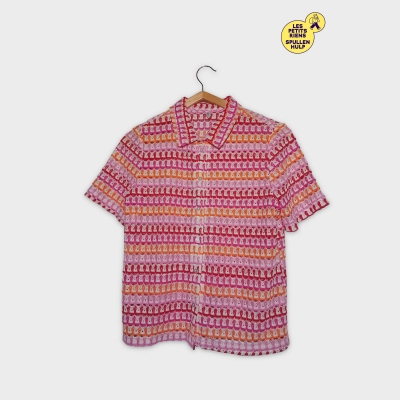 Only Chemise Manches Courtes Maille Ajourée Multicolore M