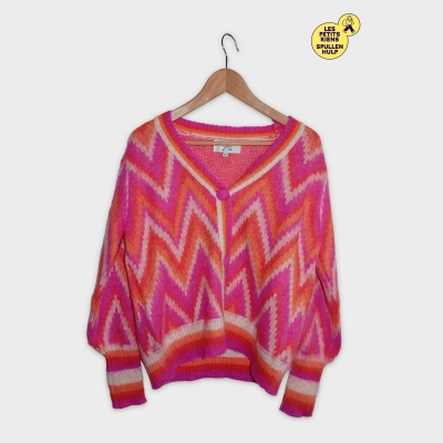 Cardigan Femme Js Millennium Zigzag Rose Orange Taille Unique