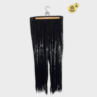 Pantalon À Paillettes Et Franges Noir H&m Xl