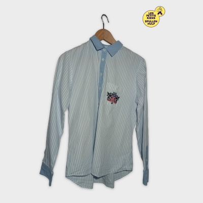 Chemise Rayée Blanche Et Bleue Ballade Xl Avec Écusson