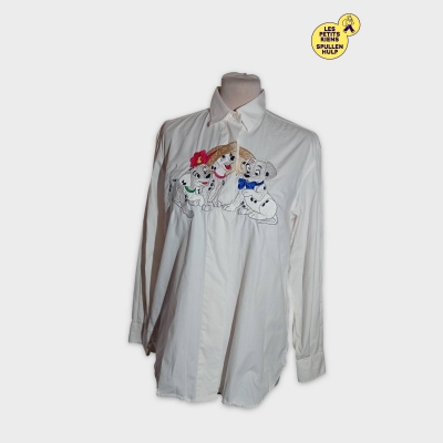 Chemise Blanche Brodée 101 Dalmatiens Manches Longues M Emmanuel Schvil