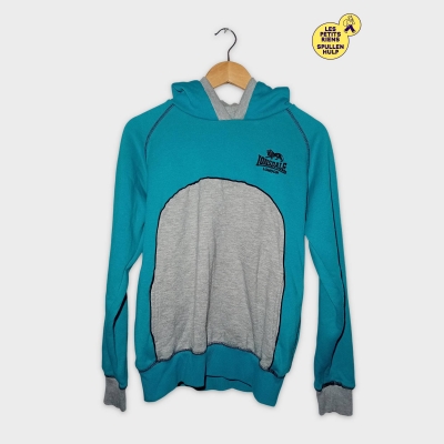 Sweat À Capuche Lonsdale London Bicolore Turquoise Et Gris M