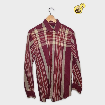 Chemise Boss Hugo Boss Classic M Carreaux & Rayures Bordeaux Beige
