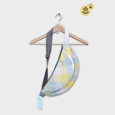 Sac Banane Upcyclé Label Jaune À Carreaux Pastel Taille Unique