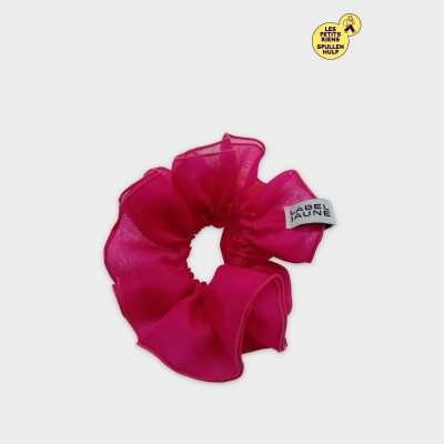 Chouchou Scrunchie Fuchsia Volants Label Jaune