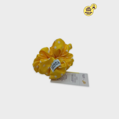 Chouchou Jaune À Pois Blancs Label Jaune Neuf