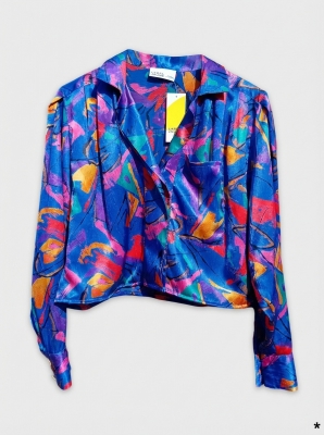 Chemisier Femme Vintage Label Jaune Les Petits Riens Motif Abstrait Multicolore