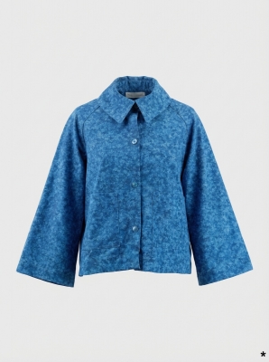 Veste Blouson Label Jaune Motif Bleu Chiné Taille Unique