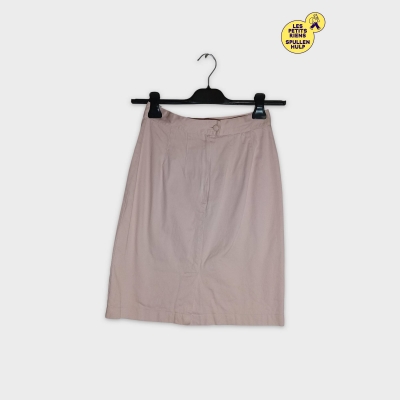 Jupe Droite Rose Pâle 100% Coton L 40 12 Classique Élégante